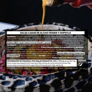 Oliquida Chipotle: Salsa de aceitunas verdes encurtidas con Chipotle